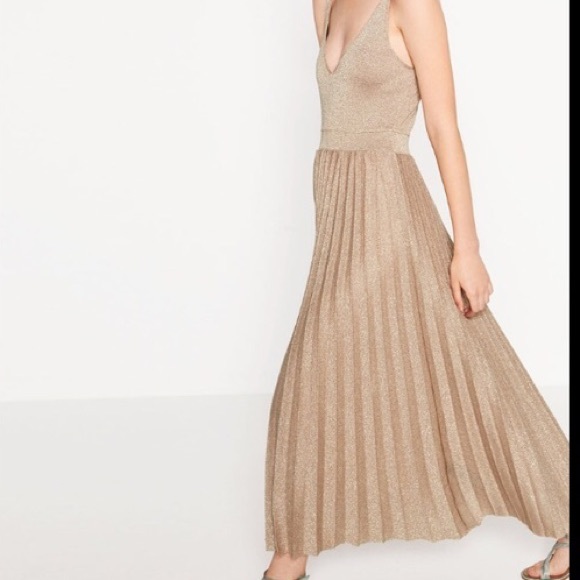 Zara Dresses & Skirts - Zara Gold Metallic Knit Dress